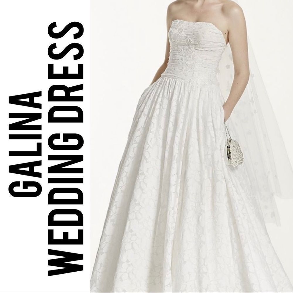 GALINA Lace Wedding Ball Gown with pockets NWT